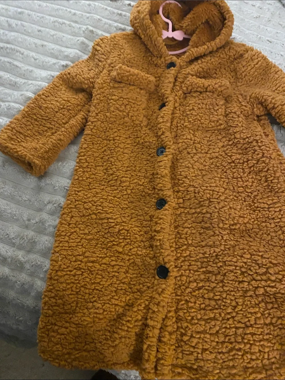 NWOT, Kids Cozy Hooded Teddy Coat - Burnt Orange